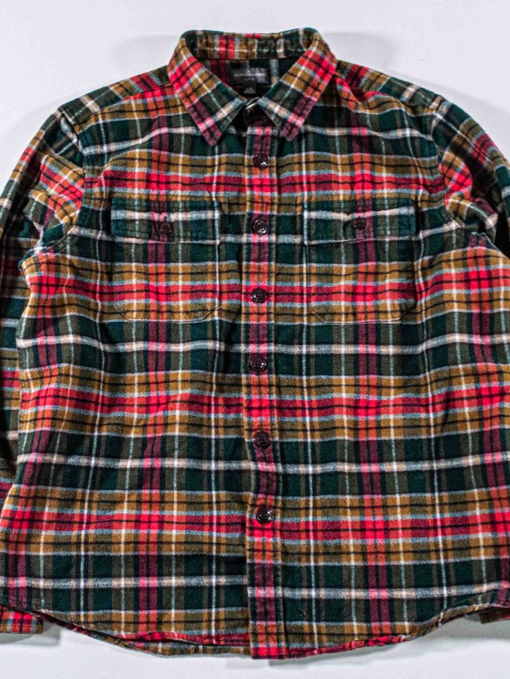 LL Bean Signature 1933 Chamois Cloth Flannel Shirt Large Slim Fit Y2K